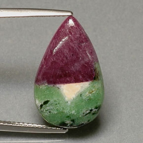 Rubi-zoisita multicolorido natural 9,26ct, formato de pêra, opaco