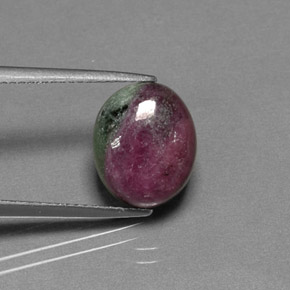 Rubi-zoisita multicolorido natural 6,28ct, corte oval, opaco