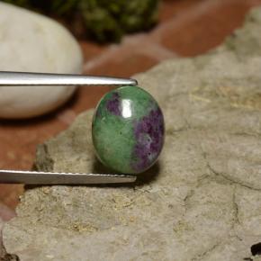 Rubi-zoisita multicolorido natural 4,00ct, corte oval, opaco