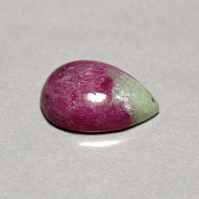 Rubi-zoisita multicolorido natural 4,62ct, formato de pêra, opaco