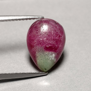 Rubi-zoisita multicolorido natural 4,62ct, formato de pêra, opaco
