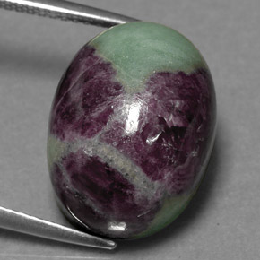 Rubi-zoisita multicolorido natural 19,04ct, corte oval, opaco