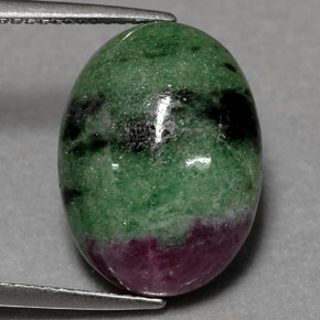 Rubi-zoisita multicolorido natural 10,08ct, corte oval, opaco