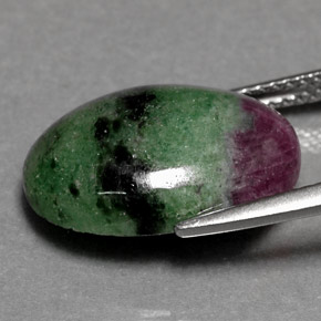 Rubi-zoisita multicolorido natural 10,08ct, corte oval, opaco