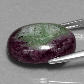 Rubi-zoisita multicolorido natural 11,00ct, corte oval, opaco