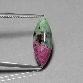 Rubi-zoisita multicolorido natural 5,06ct, marquise, opaco