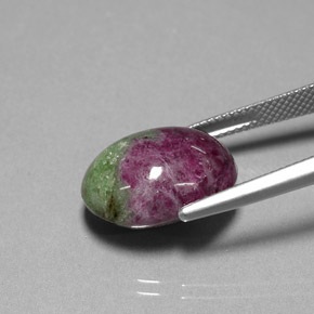 Rubi-zoisita multicolorido natural 16,74ct, corte oval, opaco