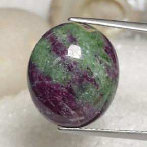 Rubi-zoisita multicolorido natural 18,97ct, corte oval, opaco