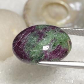 Rubi-zoisita multicolorido natural 18,97ct, corte oval, opaco