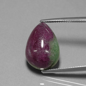 Rubi-zoisita multicolorido natural 18,64ct, formato de pêra, opaco