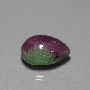Rubi-zoisita multicolorido natural 18,64ct, formato de pêra, opaco