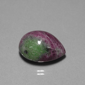 Rubi-zoisita multicolorido natural 25,42ct, formato de pêra, opaco