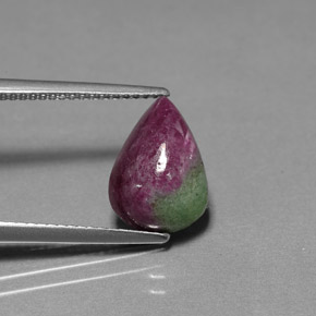 Rubi-zoisita multicolorido natural 5,18ct, formato de pêra, opaco
