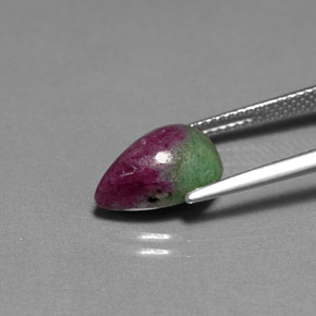 Rubi-zoisita multicolorido natural 5,18ct, formato de pêra, opaco