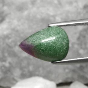 Rubi-zoisita multicolorido natural 5,62ct, formato de pêra, opaco