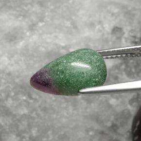Rubi-zoisita multicolorido natural 5,62ct, formato de pêra, opaco