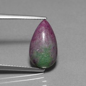 Rubi-zoisita multicolorido natural 6,11ct, formato de pêra, opaco