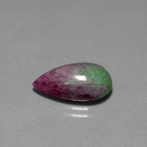 Rubi-zoisita multicolorido natural 6,11ct, formato de pêra, opaco