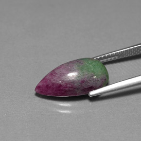 Rubi-zoisita multicolorido natural 6,11ct, formato de pêra, opaco