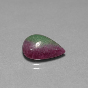 Rubi-zoisita multicolorido natural 6,24ct, formato de pêra, opaco