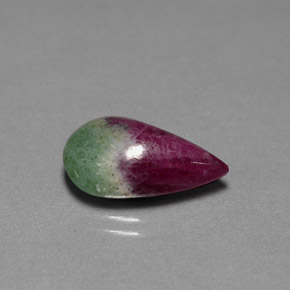 Rubi-zoisita multicolorido natural 7,01ct, formato de pêra, opaco
