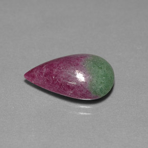 Rubi-zoisita multicolorido natural 9,30ct, formato de pêra, opaco