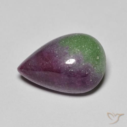 Rubi-zoisita multicolorido natural 9,67ct, formato de pêra, opaco