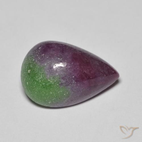Rubi-zoisita multicolorido natural 9,67ct, formato de pêra, opaco