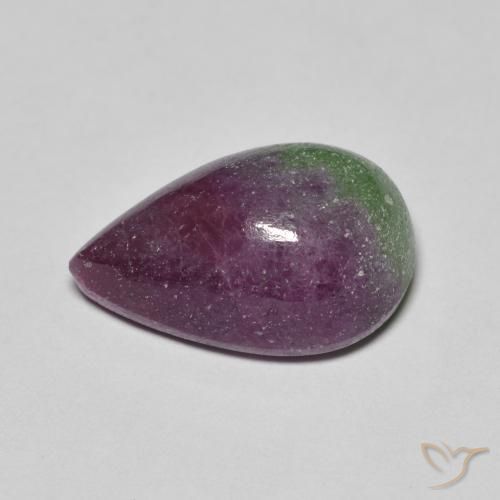 Rubi-zoisita multicolorido natural 9,67ct, formato de pêra, opaco
