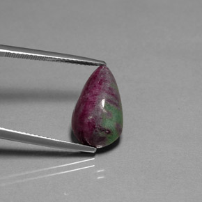 Rubi-zoisita multicolorido natural 11,05ct, formato de pêra, opaco