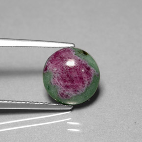 Rubi-zoisita multicolorido natural 4,96ct, corte redondo, opaco