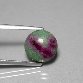 Rubi-zoisita multicolorido natural 5,38ct, corte redondo, opaco
