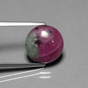 Rubi-zoisita multicolorido natural 6,09ct, corte redondo, opaco