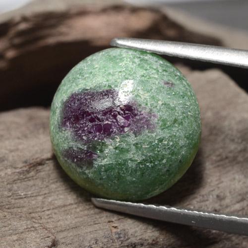 Rubi-zoisita verde natural 5,97ct, corte redondo, opaco