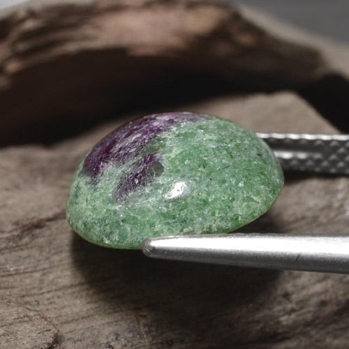 Rubi-zoisita verde natural 5,97ct, corte redondo, opaco