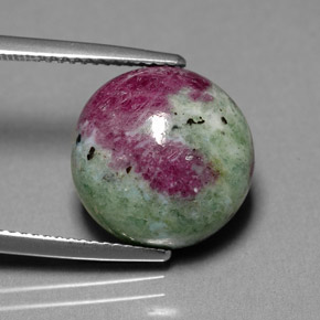 Rubi-zoisita multicolorido natural 13,36ct, corte redondo, opaco