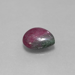 Rubi-zoisita multicolorido natural 3,83ct, formato de pêra, opaco