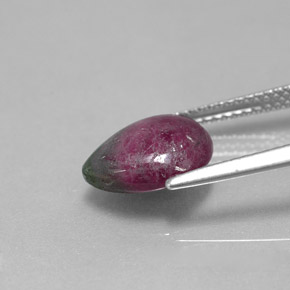 Rubi-zoisita multicolorido natural 3,83ct, formato de pêra, opaco