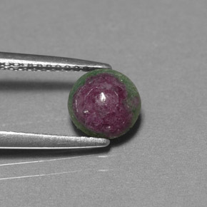 Rubi-zoisita multicolorido natural 1,33ct, corte redondo, opaco