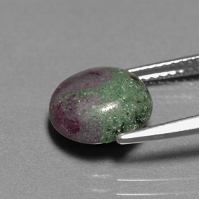 Rubi-zoisita multicolorido natural 3,81ct, corte redondo, opaco