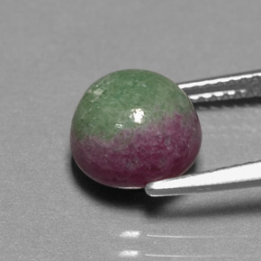 Rubi-zoisita multicolorido natural 4,85ct, corte redondo, opaco