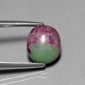 Rubi-zoisita multicolorido natural 6,08ct, corte oval, opaco