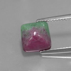 Rubi-zoisita multicolorido natural 3,22ct, baguete, opaco