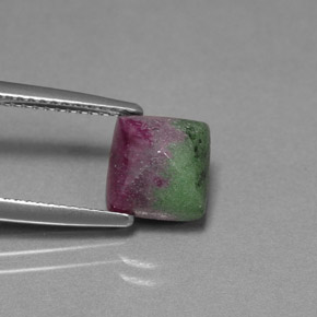 Rubi-zoisita multicolorido natural 3,64ct, baguete, opaco