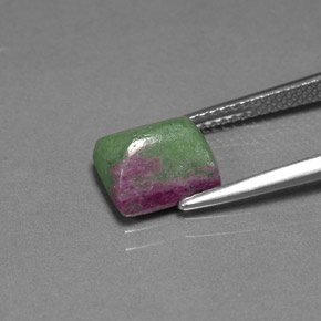 Rubi-Zoisite Multicolorido Natural 3.57ct, baguete, Opaco