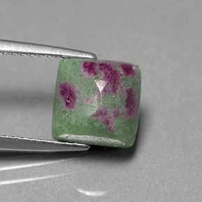 Rubi-zoisita multicolorido natural 4,04ct, quadrado, opaco