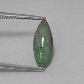 Rubi-zoisita multicolorido natural 2,95ct, marquise, opaco