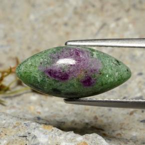 Rubi-zoisita multicolorido natural 4,34ct, marquise, opaco