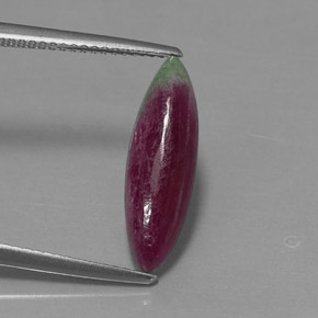 Rubi-zoisita multicolorido natural 3,94ct, marquise, opaco