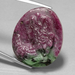 Rubi-zoisita multicolorido natural 41,32ct, forma extravagante, opaco